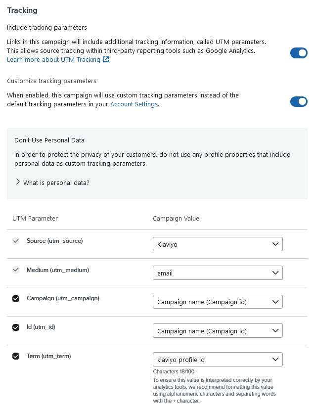 understanding of UTM tracking klaviyo