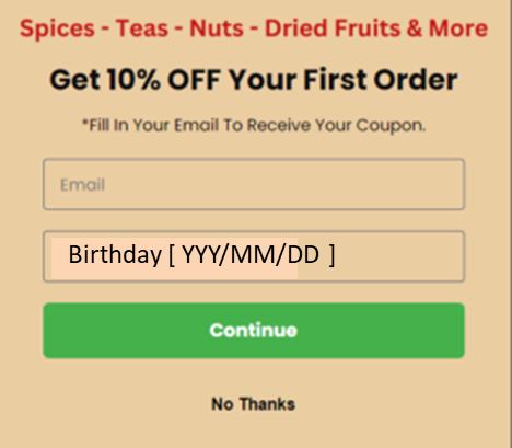 how to collect birthday information through signup form