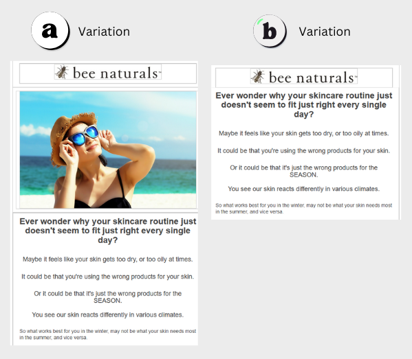 A/B testing hero image in email marketing