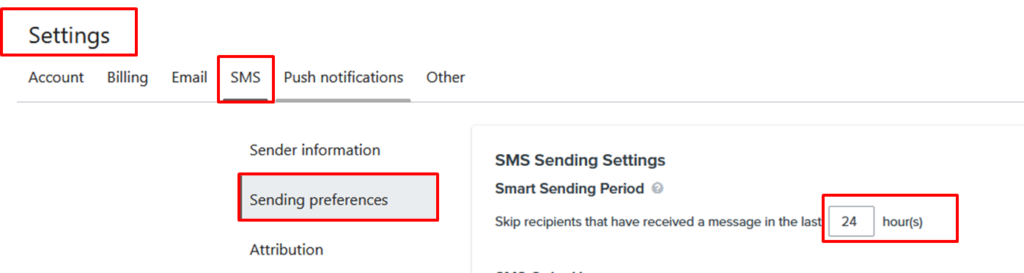 how to edit SMS smart sending in klaviyo