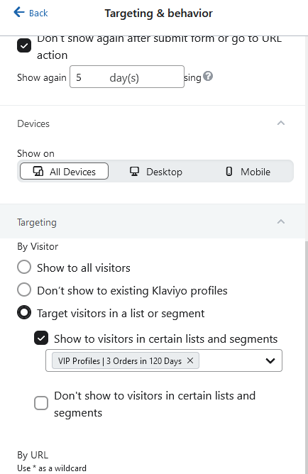 how to setup segment based signup form in klaviyo