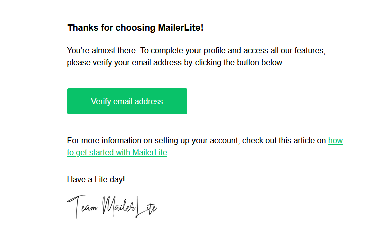 how to verify email for mailerlite account