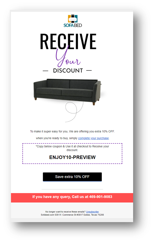 abandon cart email template