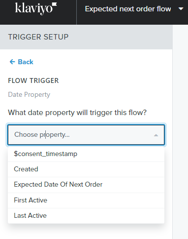 expected date of next order flow in klaviyo