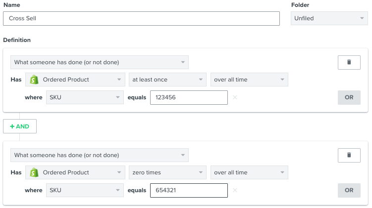 cross sell segment for cross sell flow klaviyo