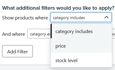 filters to create product feed klaviyo