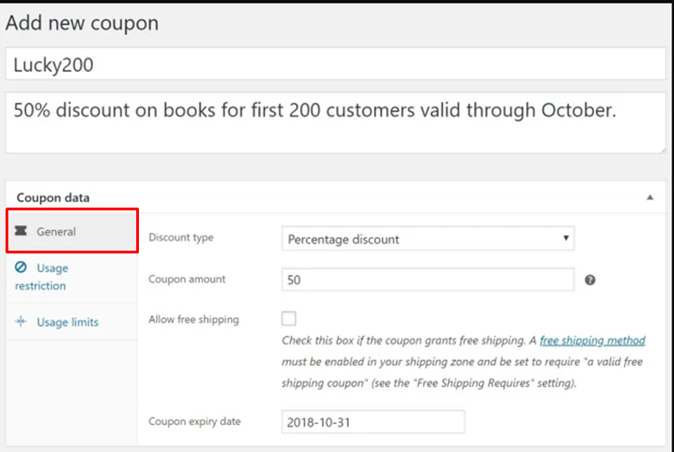 coupon in WooCommerce