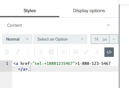 make clickable phone number in email klaviyo 