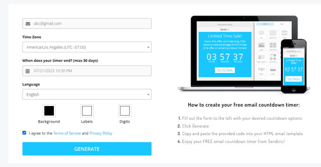 add timer using sendtric