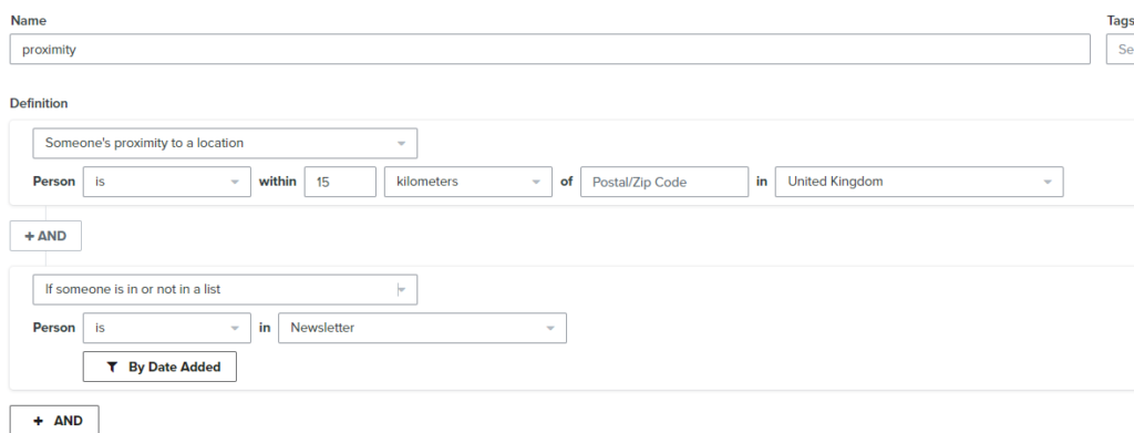 how to make segment for location klaviyo