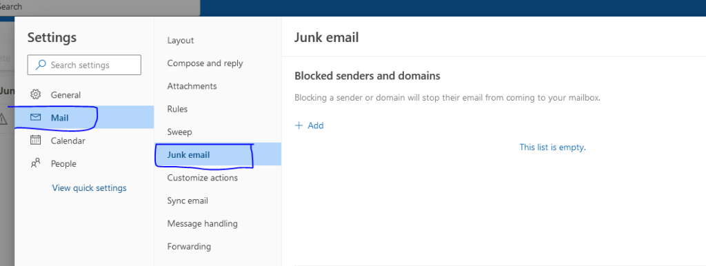 whitelist email in outlook