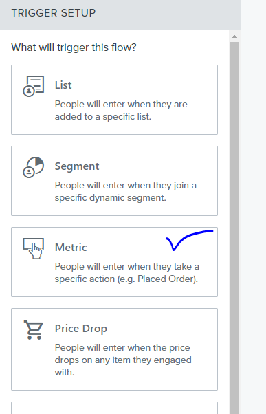 metric for abandon checkout flow klaviyo