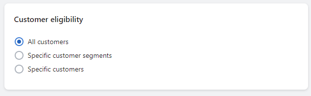 how to specify the customers eligible for our discount in shopify