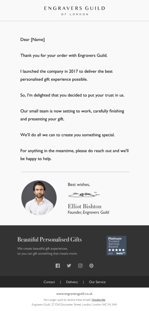 plain text thank you email template