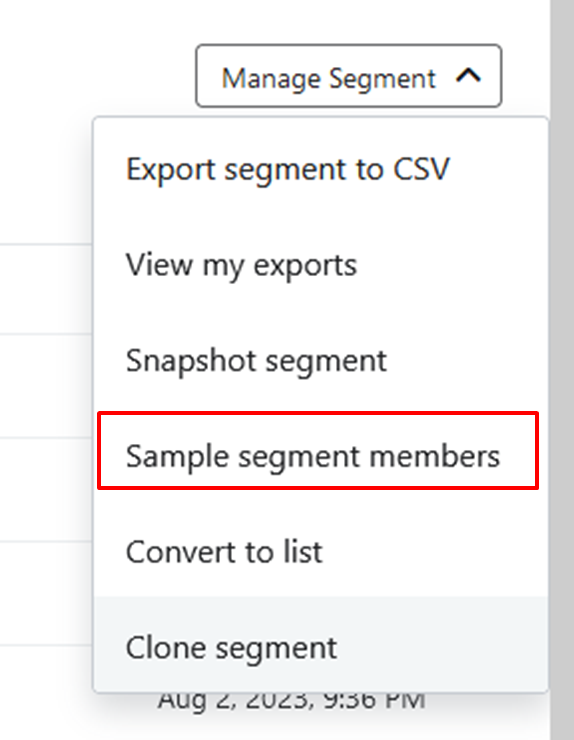 meaning of sample segment members in klaviyo