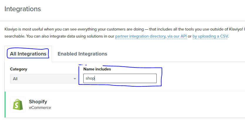add shopify in klaviyo