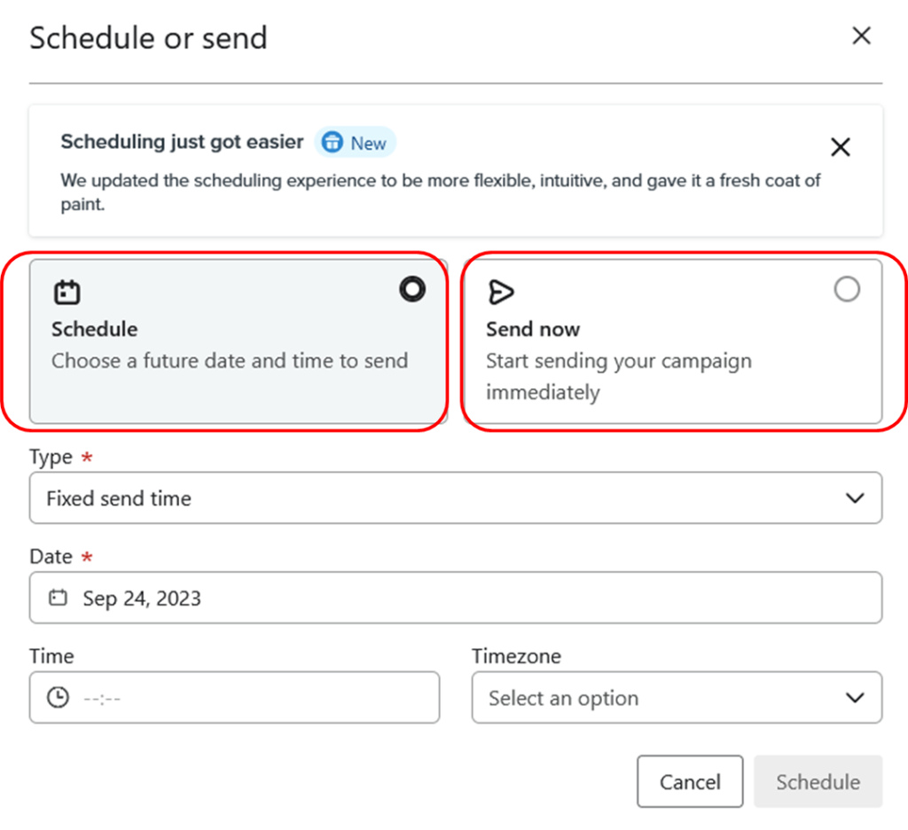 how to schedule email campaign in klaviyo