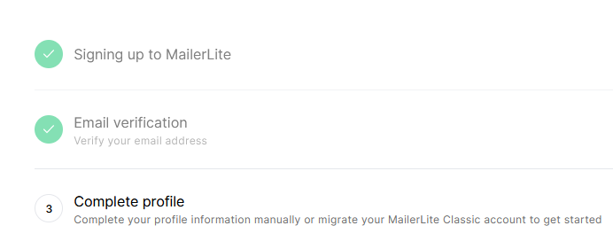 steps to complete mailer lite account