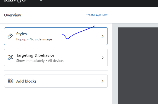 style option in klaviyo