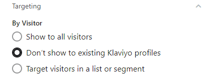 targeting of signup form in klaviyo