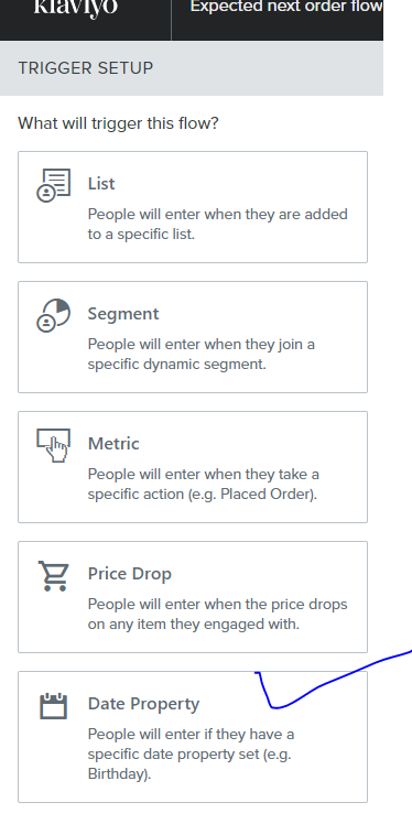 date property triggered based klaviyo flow