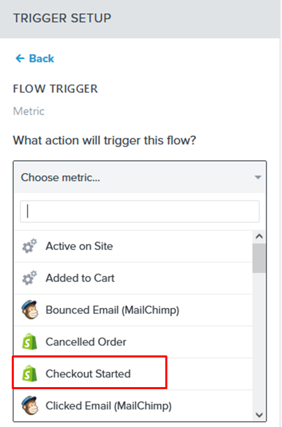 what is the right trigger for abandoned checkout flow klaviyo